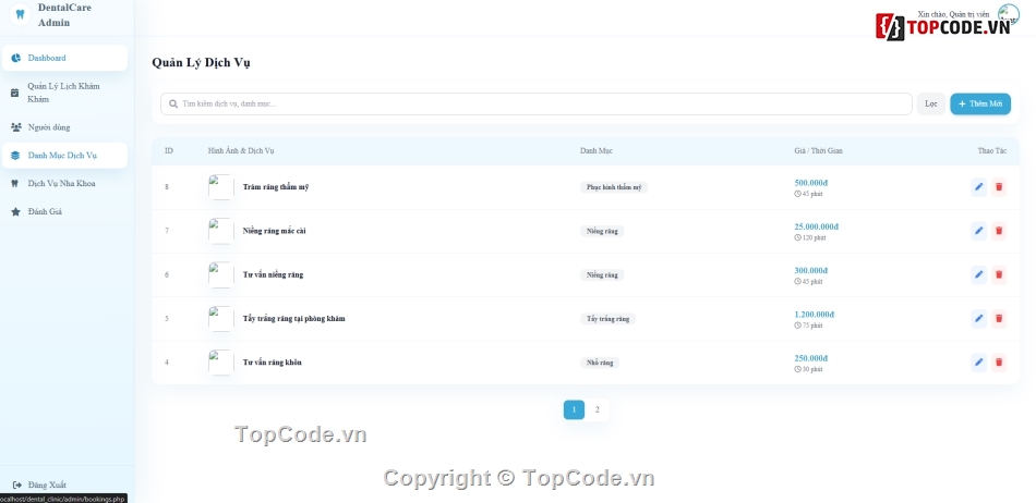 Web nha khoa,Website phòng khám nha khoa,lịch